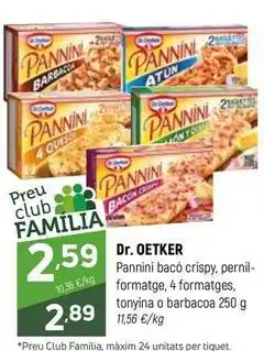 Coviran Dr oetker - pannini baco crispy, pernil formatge, 4 formatges, tonyina o barbacoa oferta