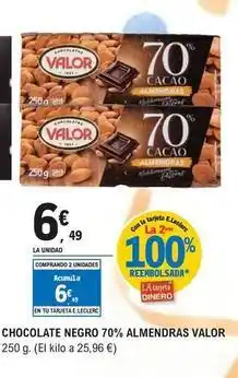 Valor - chocolate negro 70% almendras