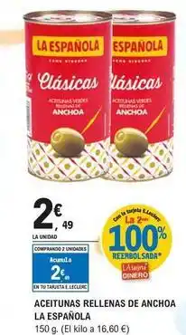 E.Leclerc La española - aceitunas rellenas de anchoa oferta