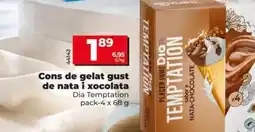 Dia Dia temptation - helado cono sabor a nata y chocolate oferta