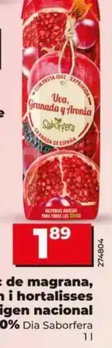 Dia saborfera - zumo de granada, uva y hortalizas origen españa 100%