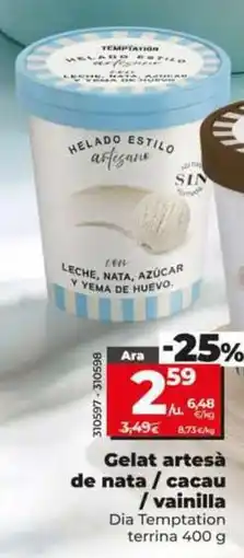 Dia Dia temptation - helado artesano de nata oferta