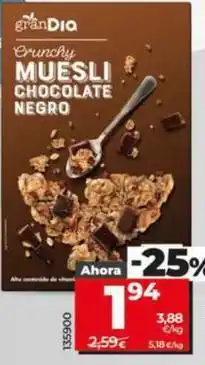 Dia Gran dia - crunchy muesli con chocolate negro oferta