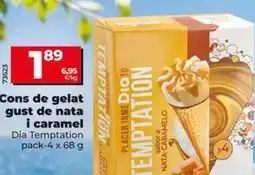 Dia Dia temptation - helado cono sabor a nata y caramelo oferta