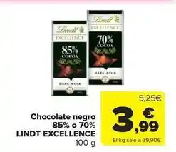 Carrefour Express Lindt - chocolate negro 85% o 70% excellence oferta