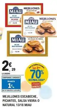 E.Leclerc Miau - mejillones escabeche, picantes, salsa vieira o natural oferta