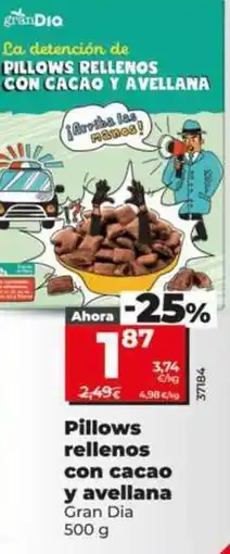 Dia Gran dia - pillows rellenos con cacao y avellana oferta