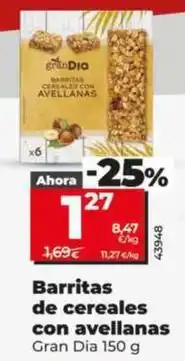 Dia Gran dia - barritas de cereales con avellanas oferta