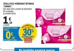 E.Leclerc UNNIA Toallitas húmedas íntimas oferta