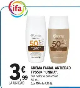 E.Leclerc UNNIA Crema facial antiedad fps50+ oferta
