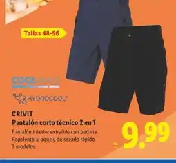 Lidl CRIVIT Pantalón corto técnico 2 en 1 oferta