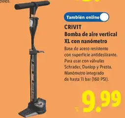 Lidl CRIVIT Bomba de aire vertical XL con nanómetro oferta