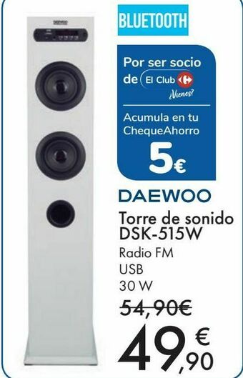 Carrefour Daewoo torre de sonido dsk-515w oferta