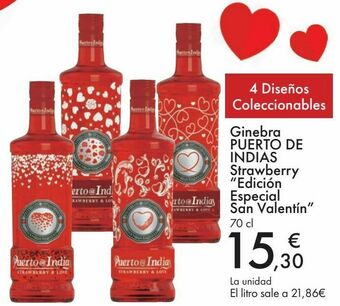Carrefour Ginebra puerto de indias strawberry "edición especial san valentín" oferta