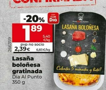 Maxi Dia Lasaña boloñesa gratinada dia al punto 350g oferta
