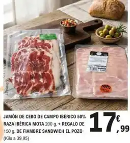 E.Leclerc Jamón de cebo de campo ibérico 50% raza ibérica mota oferta