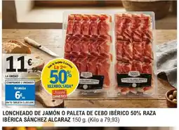 E.Leclerc Loncheado de jamón o paleta de cebo ibérico 50% raza ibérica sánchez alcaraz oferta