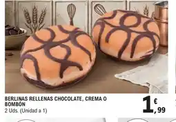 E.Leclerc Berliņas rellenas chocolate, crema o bombón oferta