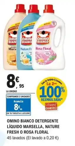 E.Leclerc OMINO bianco detergente líquido marsella, nature fresh o rosa floral oferta