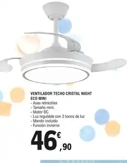 E.Leclerc Ventilador techo cristal night oferta