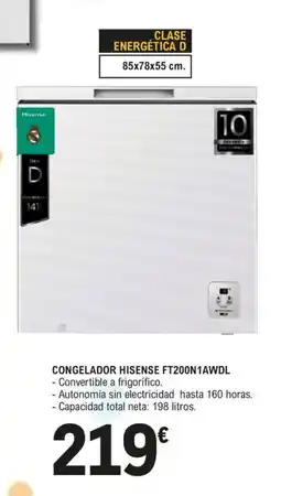 E.Leclerc HISENSE Congelador ft200n1awdl oferta