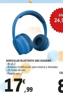 E.Leclerc Auricular bluetooth sbs diadema oferta