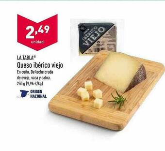 ALDI La Tabla Queso Ibérico Viejo oferta