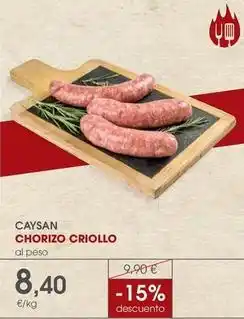 Supermercados Plaza Caysan - chorizo criollo oferta