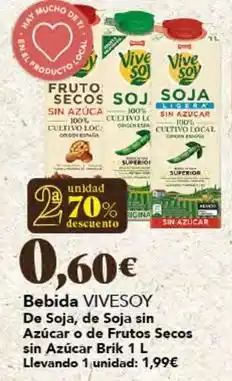 Gadis Vivesoy - bebida de soja, de soja sin azúcar o de frutos secos sin azúcar oferta