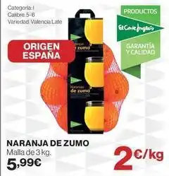 El Corte Inglés Valencia - naranja de zumo oferta