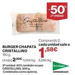 El Corte Inglés Cristalino - burger chapata oferta