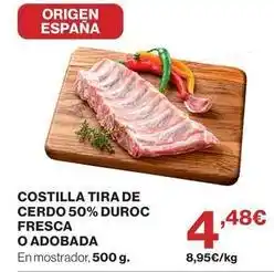 El Corte Inglés Origen - costilla tira de cerdo 50% duroc fresca o adobada oferta