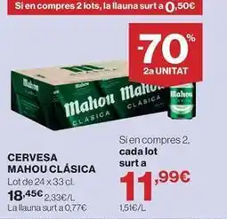Hipercor Mahou - cervesa clasica oferta