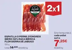 Hipercor Flor - espatlla o pernil d'engreix iberic 50% raça iberica oferta