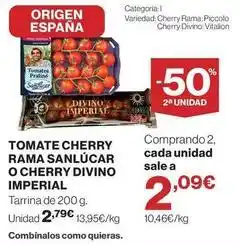 El Corte Inglés Origen - tomate cherry rama o cherry divino imperial oferta