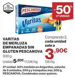 El Corte Inglés Pescanova - varitas de merluza empanadas sin gluten oferta