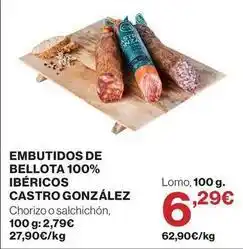 El Corte Inglés Bellota - embutidos de 100% ibéricos oferta