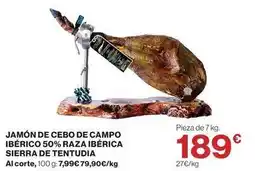 El Corte Inglés Sierra de tentudia - jamón de cebo de campo ibérico 50% raza ibérica oferta