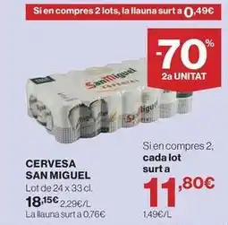 Hipercor San miguel - cervesa oferta