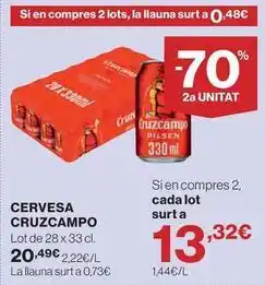 Hipercor Cruzcampo - cervesa oferta