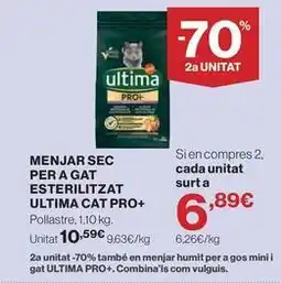Hipercor Última - menjar sec per a gat esterilitzat cat pro+ oferta