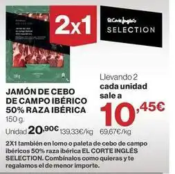 El Corte Inglés Seleccion - jamón de cebo de campo ibérico 50% raza ibérica oferta