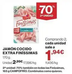 El Corte Inglés Campofrío - jamon cocido extra finissimas oferta