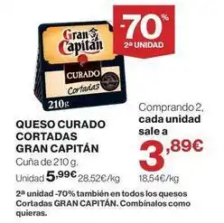 El Corte Inglés Gran capitán - queso curado cortadas oferta