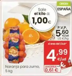 Eroski Naranja para zumo oferta