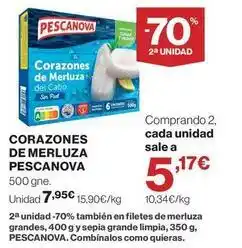 El Corte Inglés Pescanova - corazones de merluza oferta