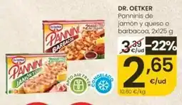 Eroski Dr oetker - panninis de jamon y queso o barbacoa oferta