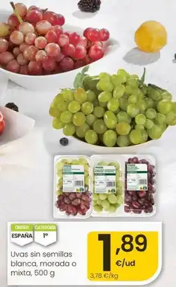 Eroski Uvas sin semillas blanca, morada o mixta oferta