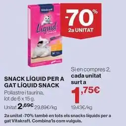Hipercor Snack - liquid per a gat liquid oferta