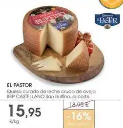 Supermercados Plaza El pastor - queso curado de leche cruda de oveja igp oferta